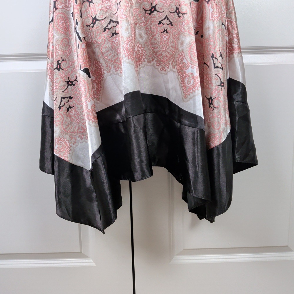 Flowy Satin Handkerchief Hem Halter Dress Paisley Y2K Feminine Size 14 - Picture 4 of 9